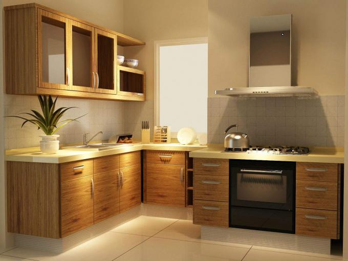 Armário de cozinha de madeira da placa da melamina da grão/armários de madeira modernos home da cozinha