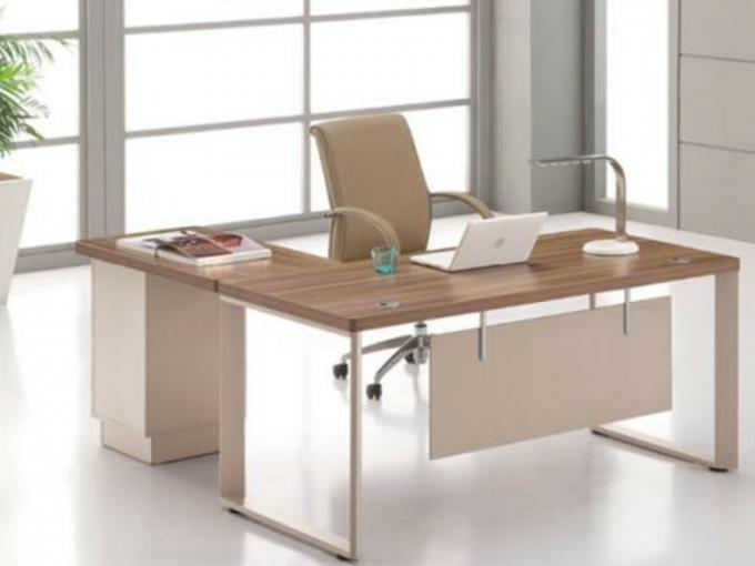 Mesa ereta L projeto do mobiliário de escritório branco Moistureproof da placa de partícula da forma