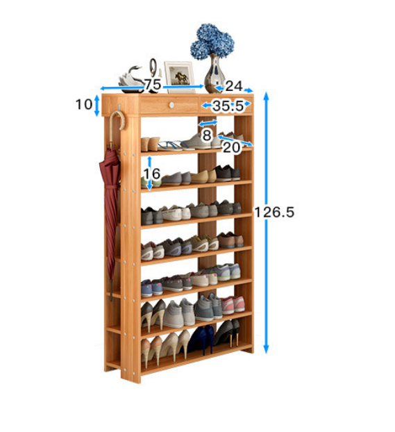O armário de madeira da sapata da placa de partícula da grão do estilo simples com muitas cremalheiras para escolhe