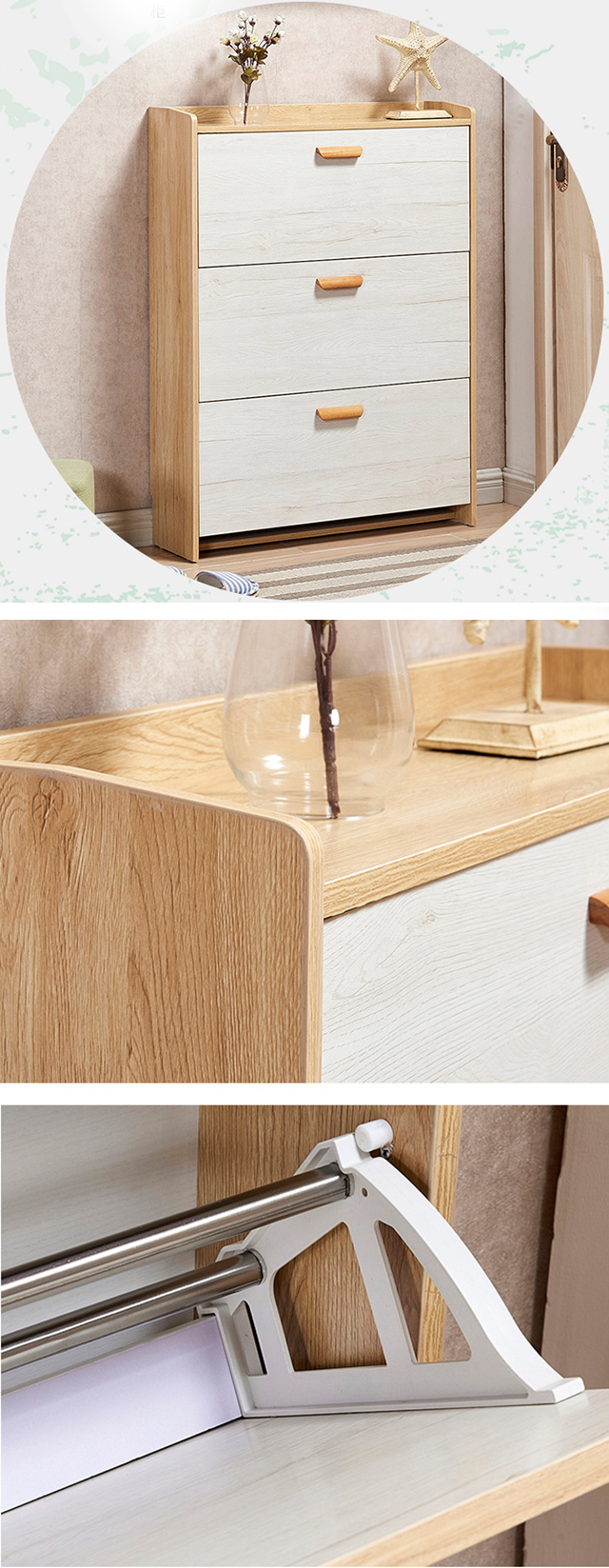Projeto simples moderno portátil do armário de madeira revestido disponível da sapata da melamina