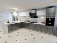 Environmental Friendly Particle Board Kitchen Cabinets With Artificial Stone Countertops