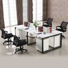 Wood Grain Melamine Particle Board Office Furniture For Four Person Working Office Table