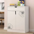 Melamine Coated Particle Board Wooden Shoe Storage Cabinet White Environmental Friendly