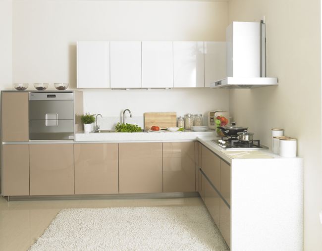 L dá forma a armários de cozinha de madeira pressionados/portas de armário simples da cozinha da placa de partícula