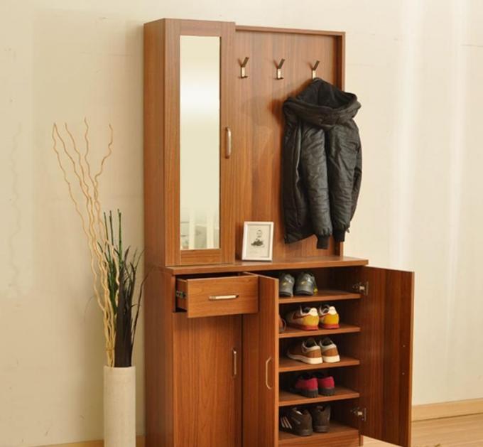O armário pequeno elegante da sapata do MDF/Waterproof a cremalheira de madeira da sapata com portas